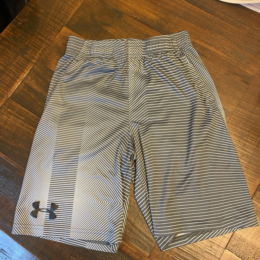 Grey white and black boys under armor shorts